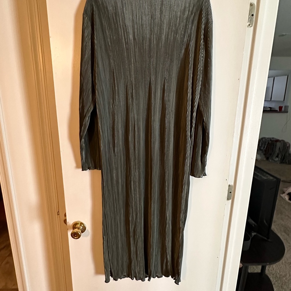 Green one size fits all dress. Belt included.